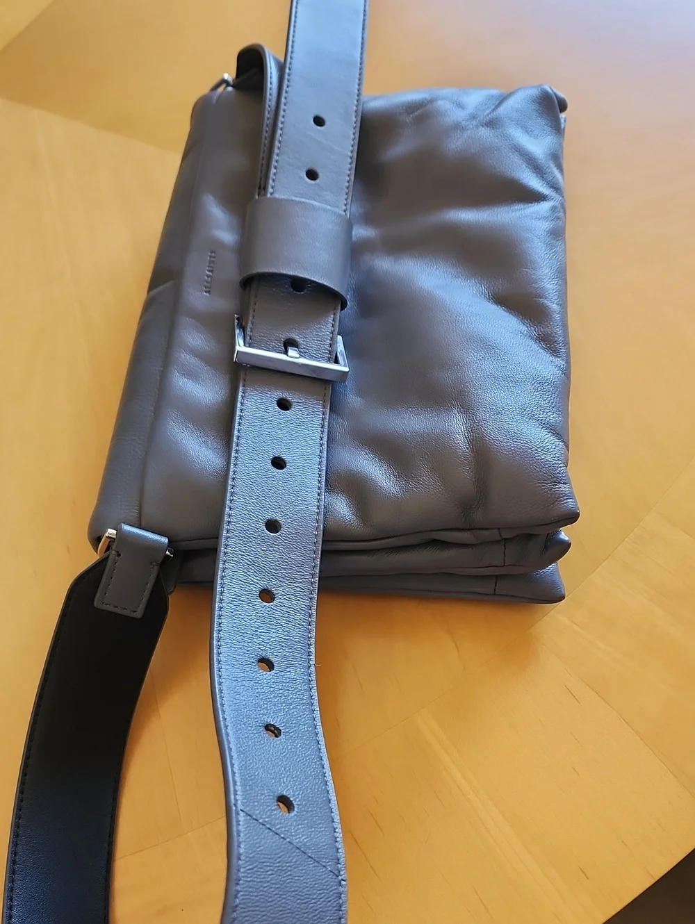 ALLSAINTS Gray Leather Padded Bag